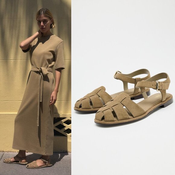 NEW ZARA suede fisherman sandal 2526 - Picture 1 of 2